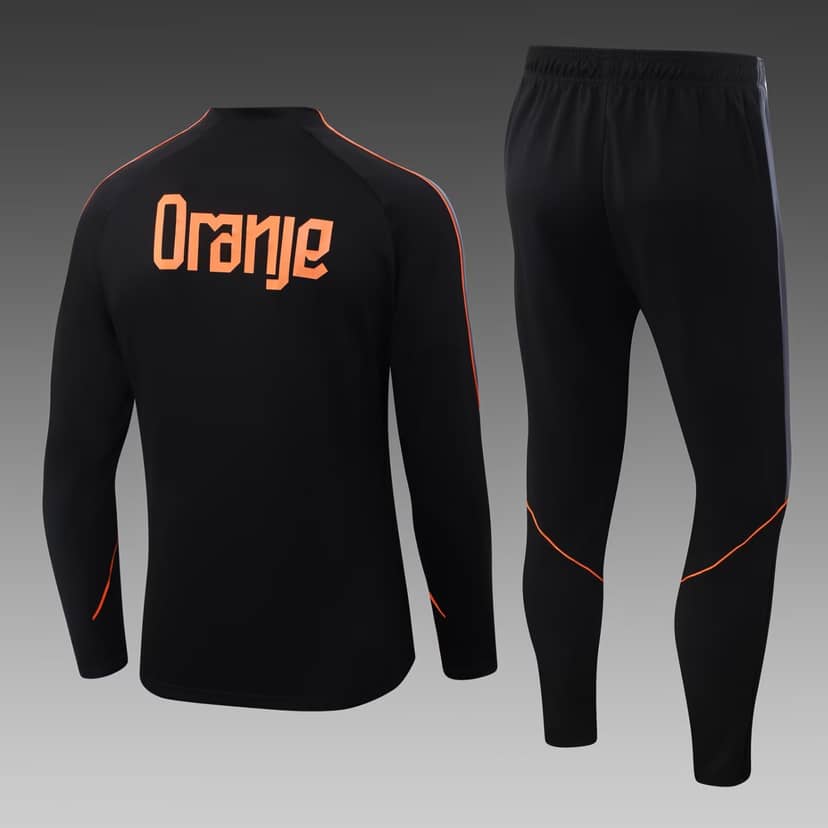 2026 Netherlands Half-Pull Training Suit Black Shirt Set--1