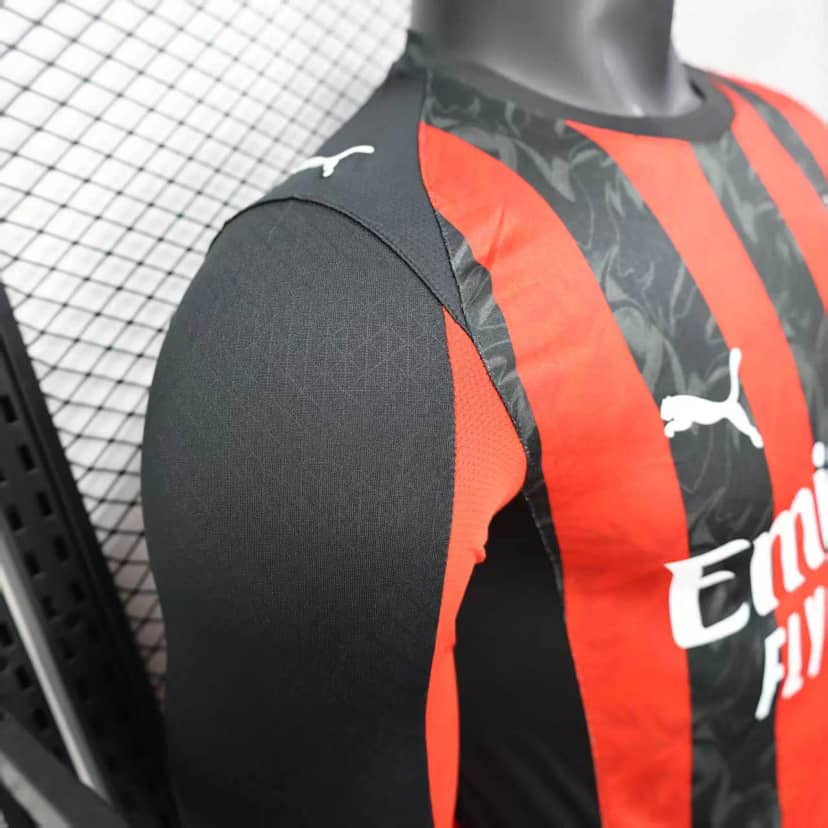2025/2026 Player Version Long Sleeve AC Milan Home Jersey--6