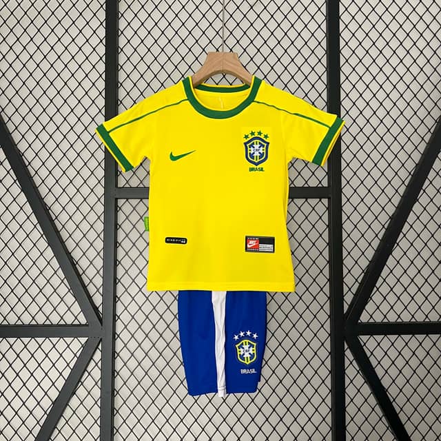 Camiseta Retro Brasil Primera Equipación 1998 Niño