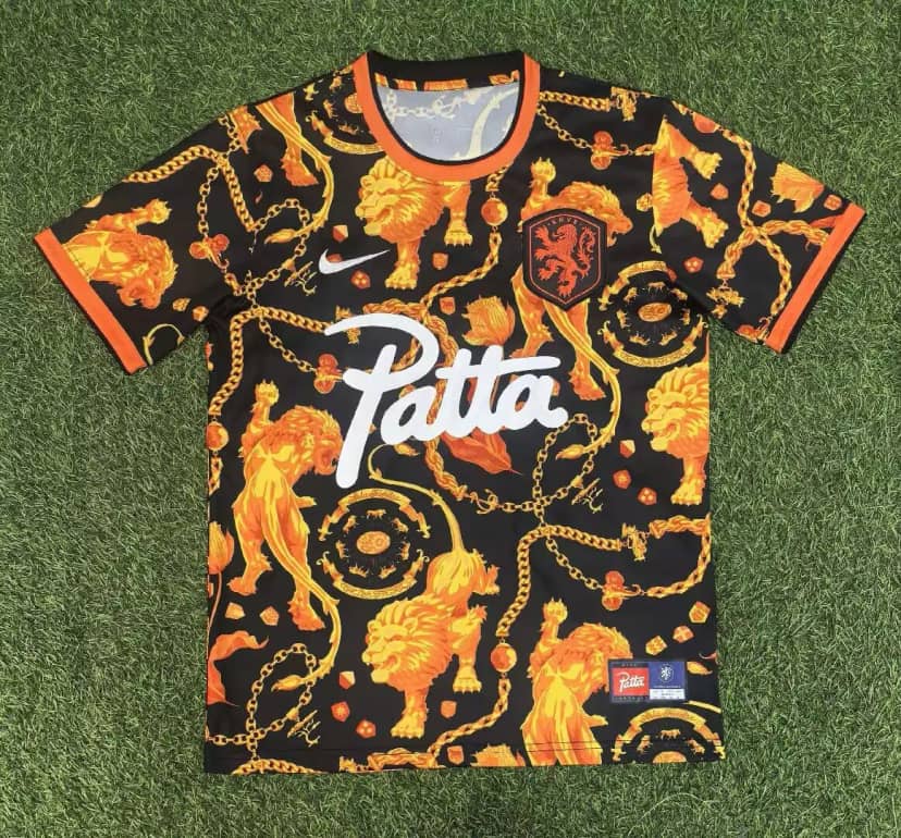 2026 Netherlands National Team Collaboration Black-Orange Shirt