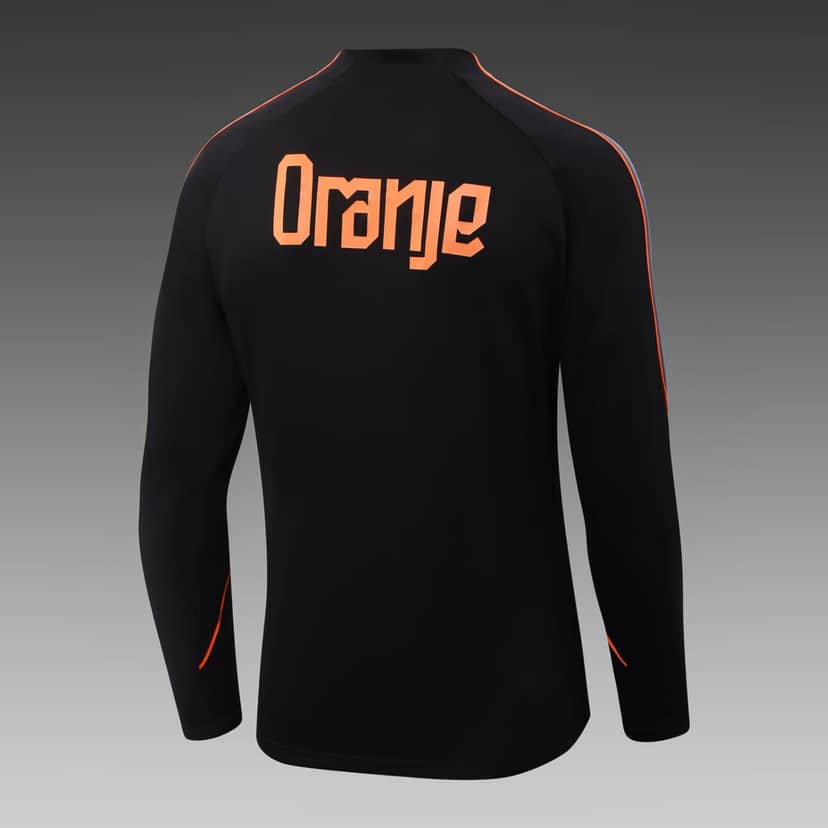2026 Netherlands Half-Pull Training Suit Black Shirt Set--3