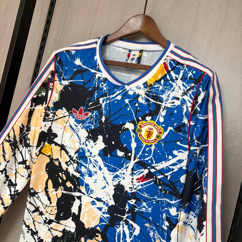Maillot Manchester United Édition Collaboration Stone Roses 2025/26 Manches Longues Bleu--6