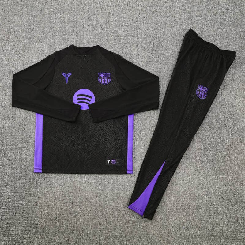 2025/2026 Barcelona Half-Pull Training Suit Collaboration Black Jersey Set--2