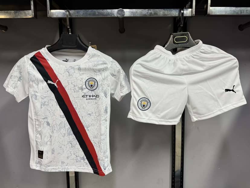 2025/2026 Manchester City KidSuper Joint Edition White Shirt Kids Size