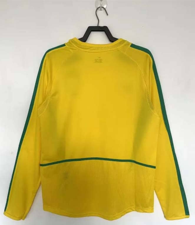 Camiseta Retro Brasil Primera Equipación 2002 Manga Larga--1