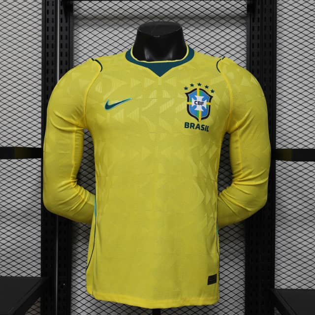 Camiseta Brasil Primera Equipación 2026 Versión Jugador Manga Larga