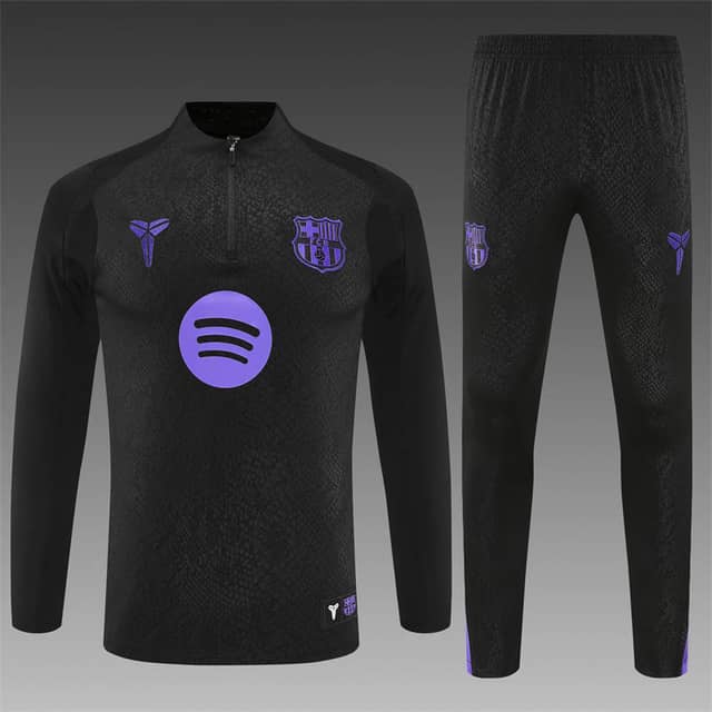2025/2026 Barcelona Half-Pull Training Suit Collaboration Black Jersey Set