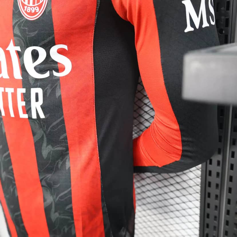 2025/2026 Player Version Long Sleeve AC Milan Home Jersey--7