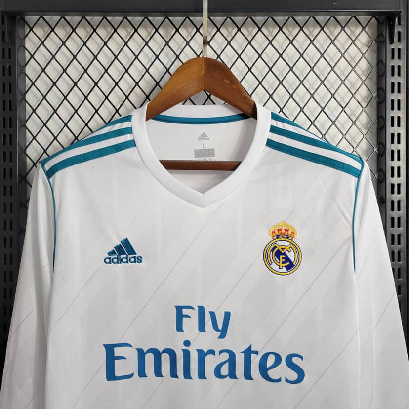 Camisola Retro Real Madrid Principal 2017/18 Manga Longa--2