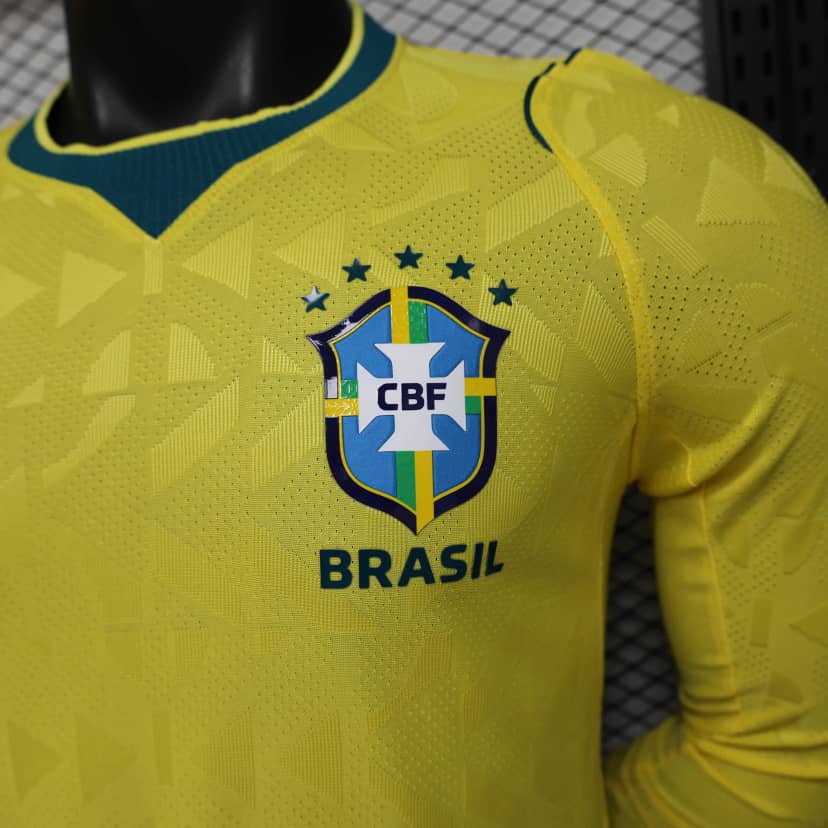 Camiseta Brasil Primera Equipación 2026 Versión Jugador Manga Larga--4