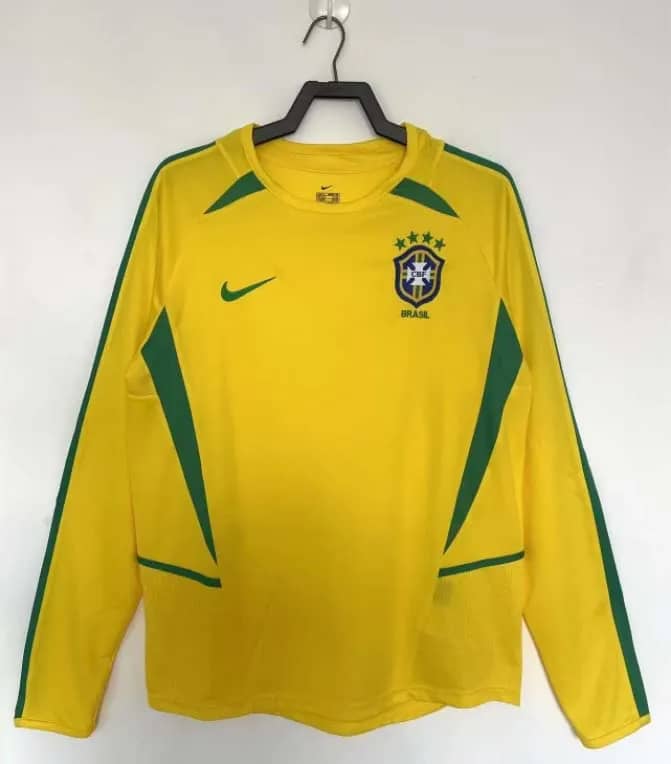 Camiseta Retro Brasil Primera Equipación 2002 Manga Larga