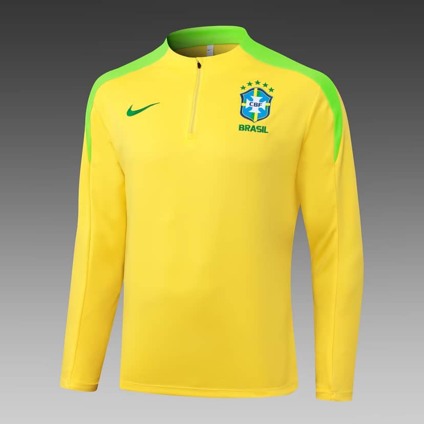 Chándal de Entrenamiento Brasil con Media Cremallera 2025 Amarillo--2