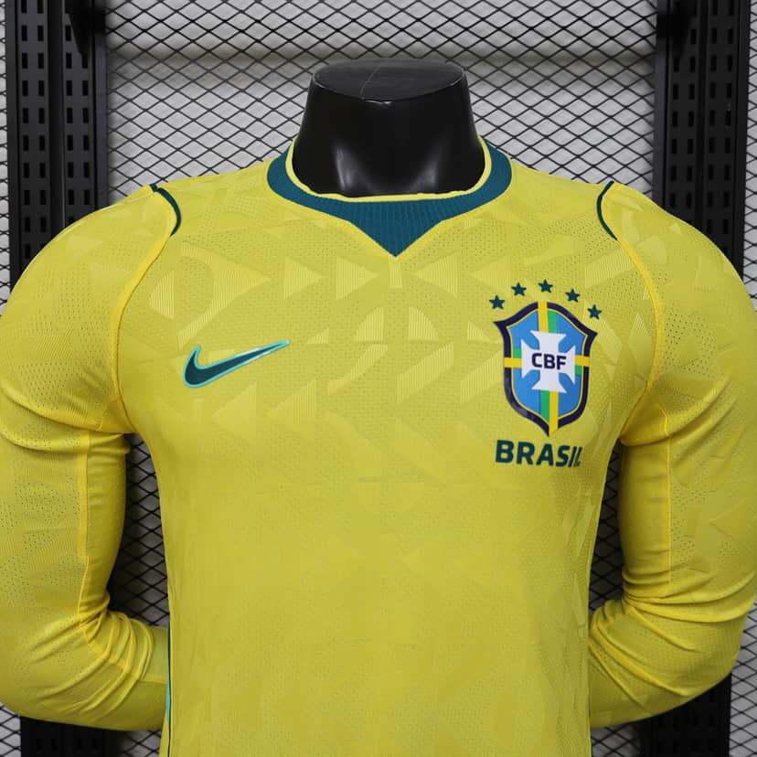 Camiseta Brasil Primera Equipación 2026 Versión Jugador Manga Larga--2