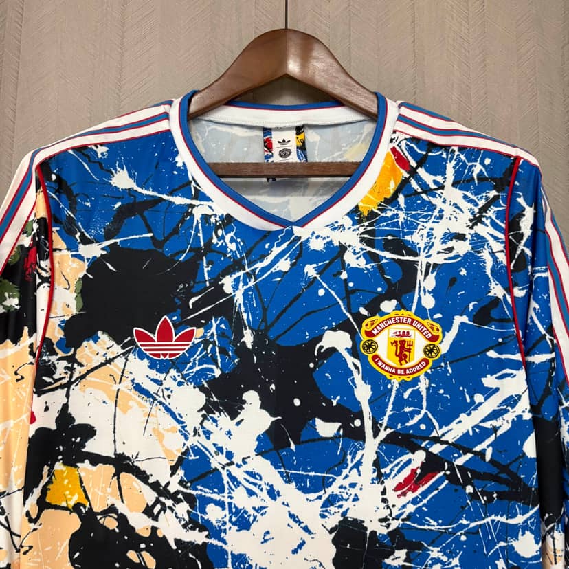 Maillot Manchester United Édition Collaboration Stone Roses 2025/26 Manches Longues Bleu--2